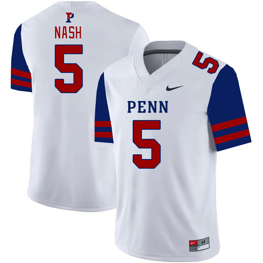 Men-Youth #5 Logan Nash Penn-Quakers 2023 College Football Jerseys Stitched-White